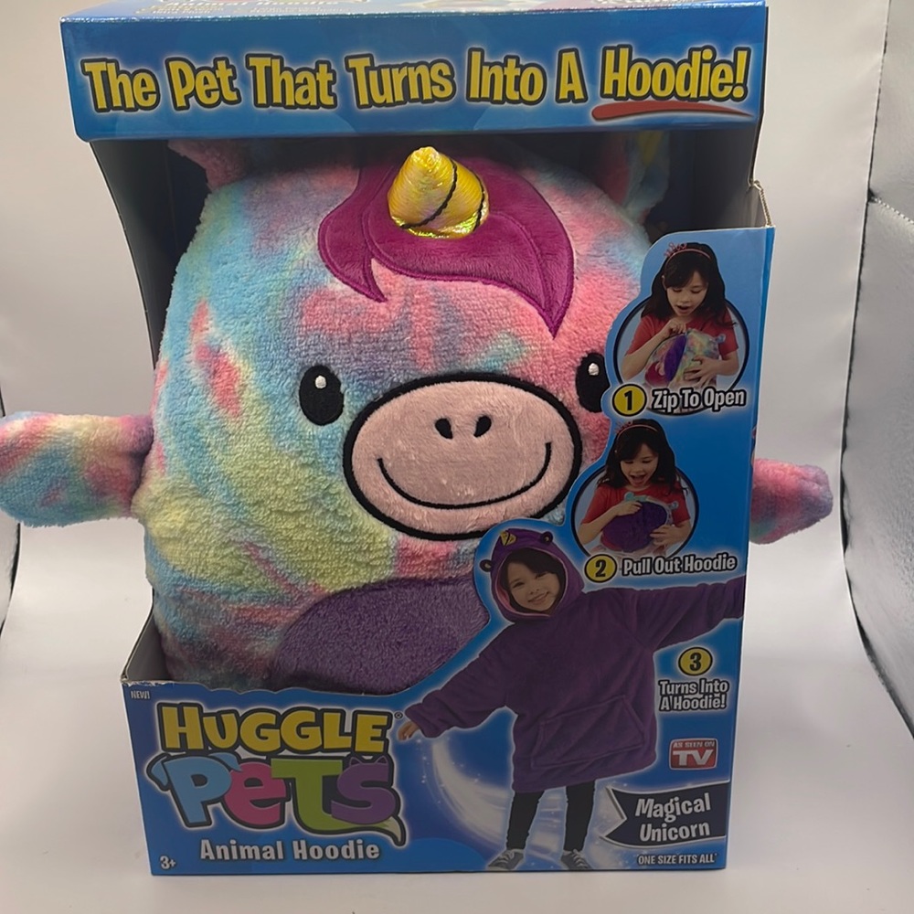 Huggle Pets Hoodie NIB Rainbow Unicorn Animal Hoodie